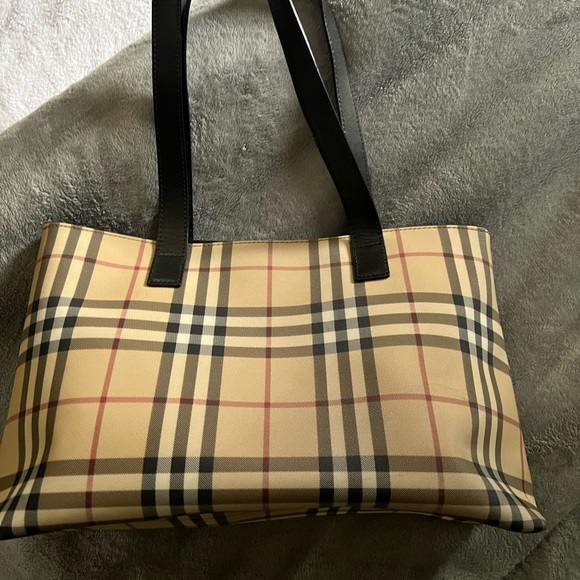 Burberry Handbags - Burberry Tan and Black Plaid Tote